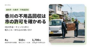 香川県の不用品回収・遺品整理の業者4社を、料金・キャンセル料・市の許可で比べた記事のアイキャッチ
