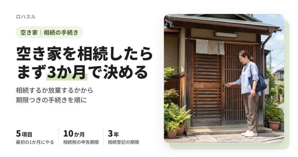 空き家を相続したら3か月で相続か放棄かを決める。相続税の申告10か月・相続登記3年の期限一覧
